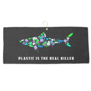 Plastic Is The Real Killer Costume Shark Save Ocean Cool Gift Large Microfiber Waffle Golf Towel