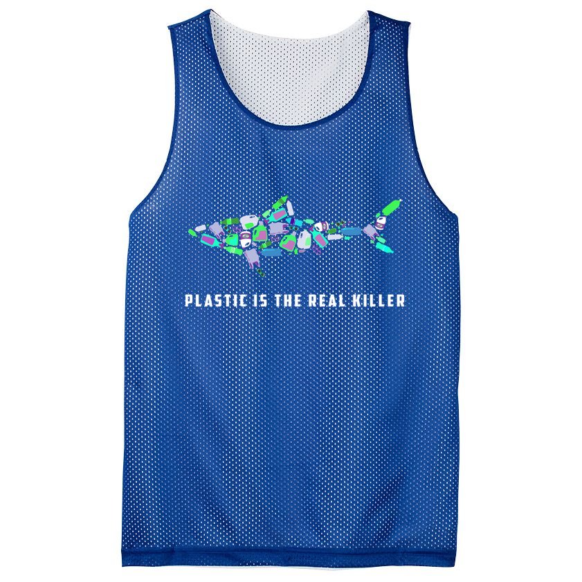 Plastic Is The Real Killer Costume Shark Save Ocean Cool Gift Mesh Reversible Basketball Jersey Tank