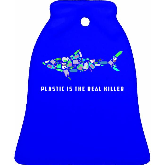 Plastic Is The Real Killer Costume Shark Save Ocean Cool Gift Ceramic Bell Ornament