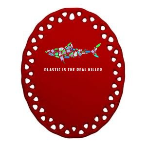 Plastic Is The Real Killer Costume Shark Save Ocean Cool Gift Ceramic Oval Ornament