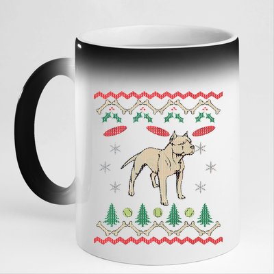 Pitbull Ugly Christmas Sweater 11oz Black Color Changing Mug