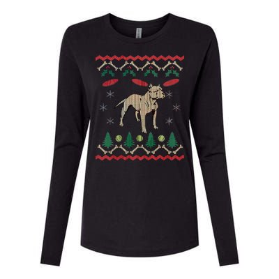 Pitbull Ugly Christmas Sweater Womens Cotton Relaxed Long Sleeve T-Shirt