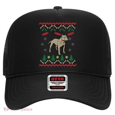 Pitbull Ugly Christmas Sweater High Crown Mesh Back Trucker Hat