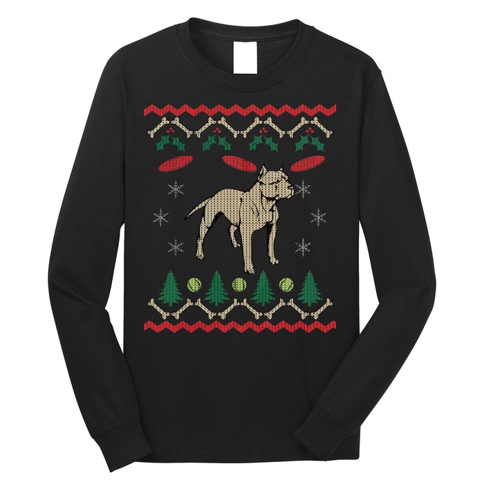 Pitbull Ugly Christmas Sweater Long Sleeve Shirt