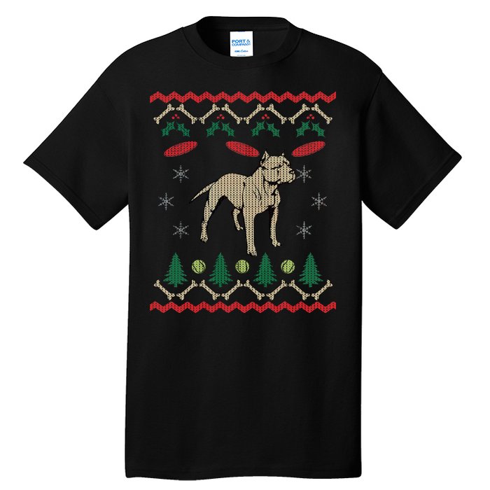 Pitbull Ugly Christmas Sweater Tall T-Shirt