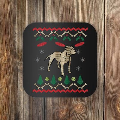 Pitbull Ugly Christmas Sweater Coaster