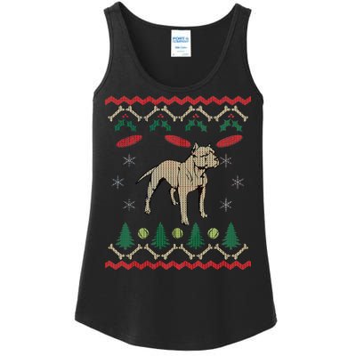 Pitbull Ugly Christmas Sweater Ladies Essential Tank