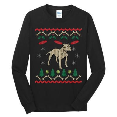 Pitbull Ugly Christmas Sweater Tall Long Sleeve T-Shirt