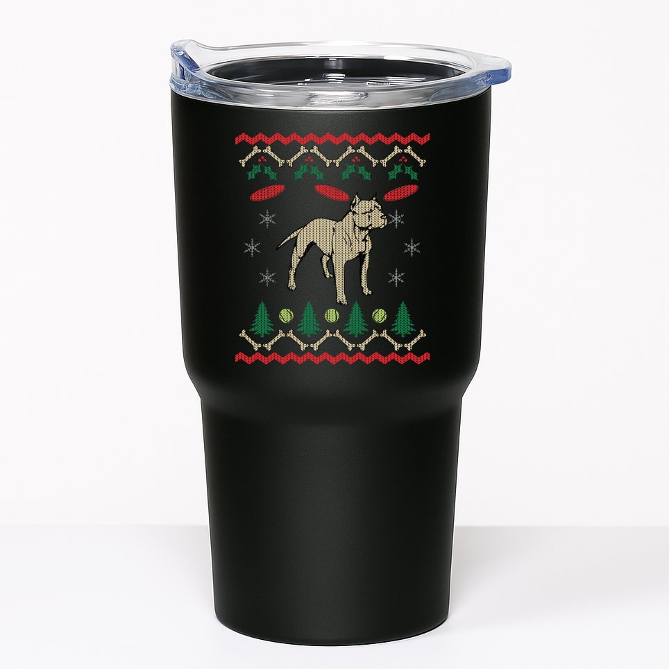 Pitbull Ugly Christmas Sweater Tumbler