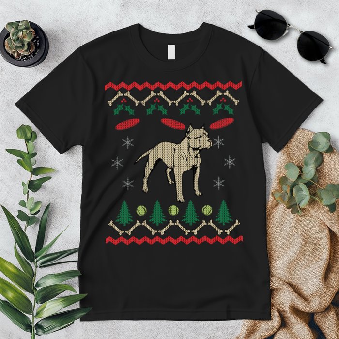 Pitbull Ugly Christmas Sweater Premium T-Shirt
