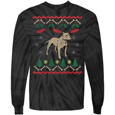 Pitbull Ugly Christmas Sweater Tie-Dye Long Sleeve Shirt