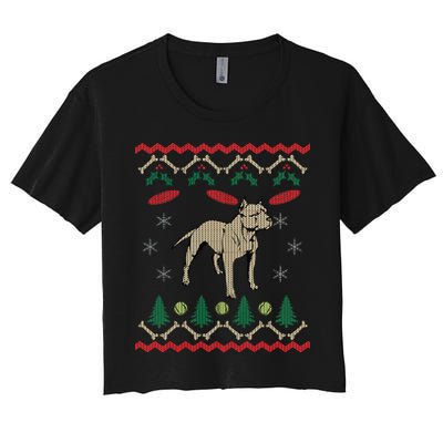 Pitbull Ugly Christmas Sweater Crop Top
