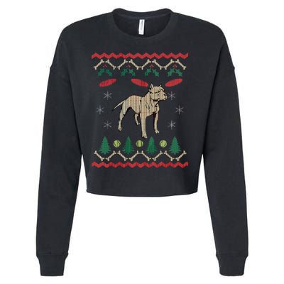 Pitbull Ugly Christmas Sweater Cropped Pullover Crew