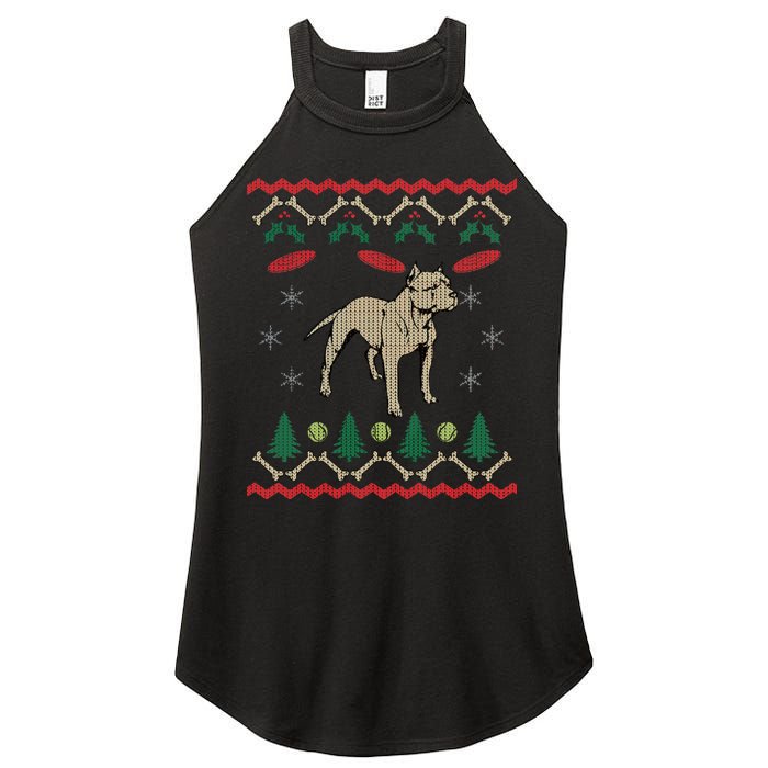 Pitbull Ugly Christmas Sweater Women's Perfect Tri Rocker Tank