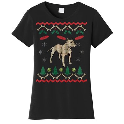 Pitbull Ugly Christmas Sweater Women's T-Shirt