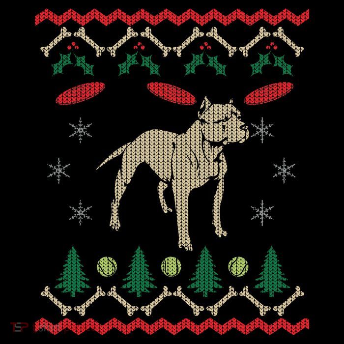 Pitbull Ugly Christmas Sweater Womens T-Shirt