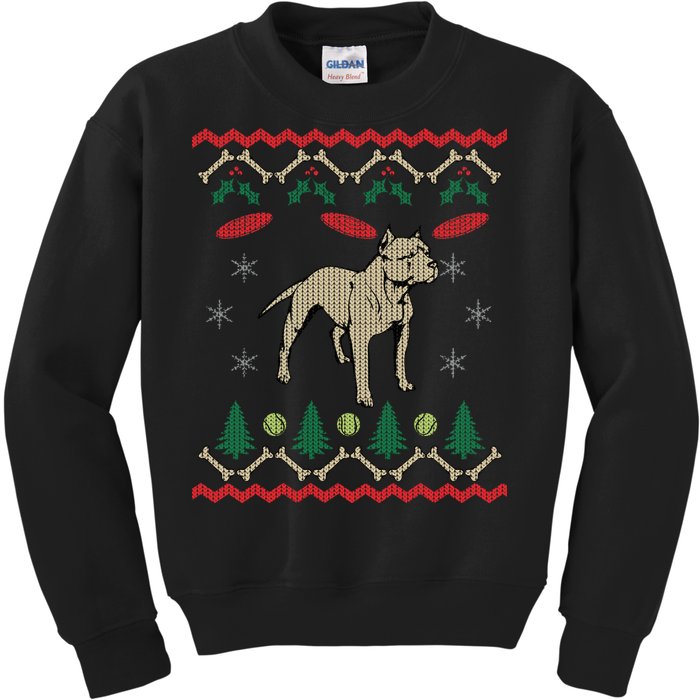 Pitbull Ugly Christmas Sweater Kids Sweatshirt