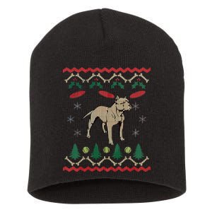 Pitbull Ugly Christmas Sweater Short Acrylic Beanie