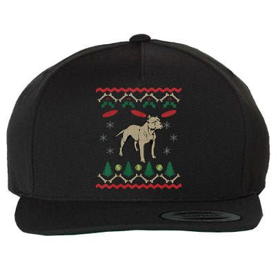 Pitbull Ugly Christmas Sweater Wool Snapback Cap