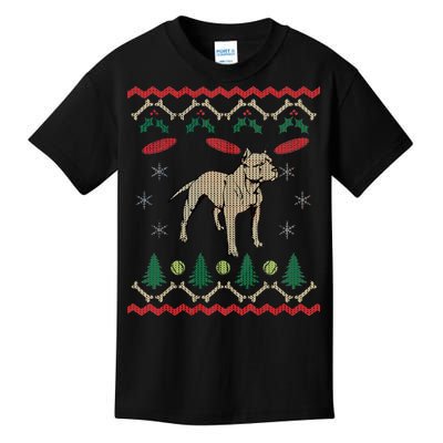 Pitbull Ugly Christmas Sweater Kids T-Shirt