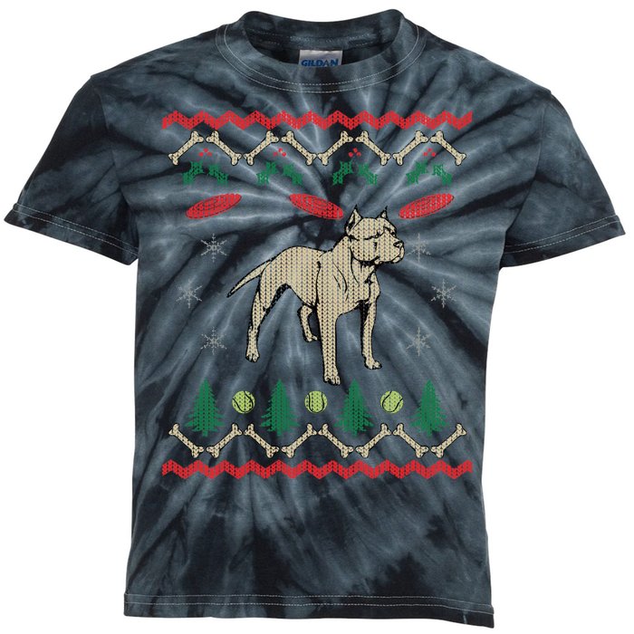 Pitbull Ugly Christmas Sweater Kids Tie-Dye T-Shirt