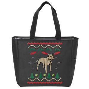 Pitbull Ugly Christmas Sweater Zip Tote Bag