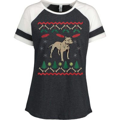 Pitbull Ugly Christmas Sweater Enza Ladies Jersey Colorblock Tee