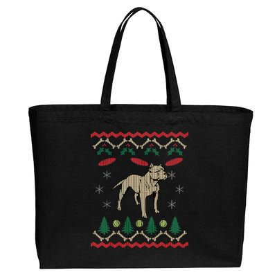 Pitbull Ugly Christmas Sweater Cotton Canvas Jumbo Tote