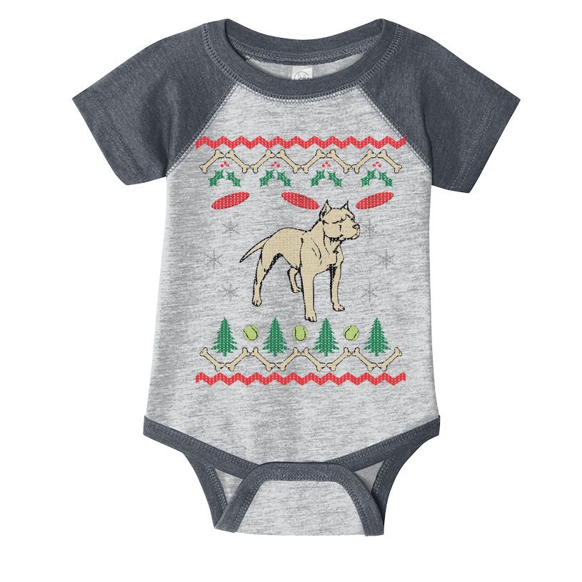 Pitbull Ugly Christmas Sweater Infant Baby Jersey Bodysuit