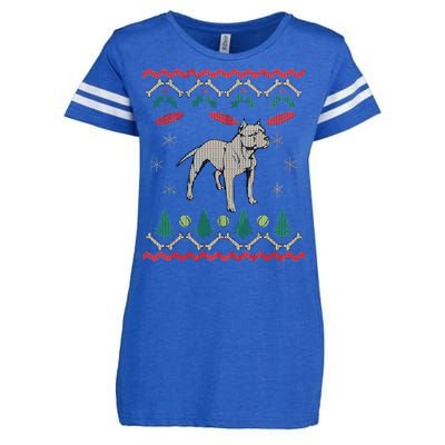 Pitbull Ugly Christmas Sweater Enza Ladies Jersey Football T-Shirt