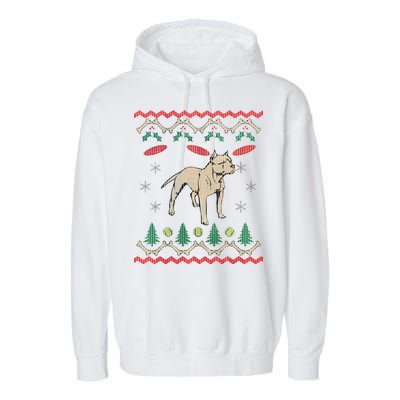 Pitbull Ugly Christmas Sweater Garment-Dyed Fleece Hoodie