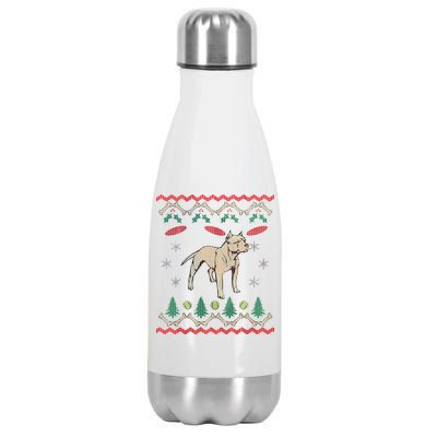 Pitbull Ugly Christmas Sweater Stainless Steel Insulated Water Bottle