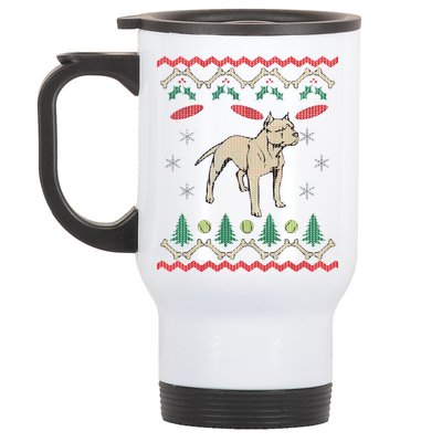 Pitbull Ugly Christmas Sweater Stainless Steel Travel Mug