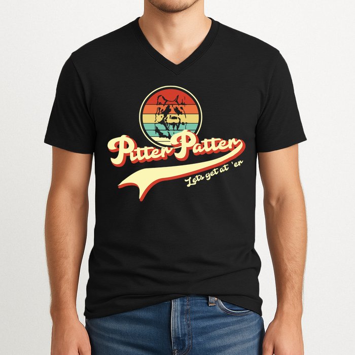 Pitter Patter Let's Get At Er Retro V-Neck T-Shirt