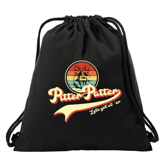 Pitter Patter Let's Get At Er Retro Drawstring Bag
