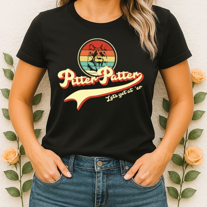 Pitter Patter Let's Get At Er Retro Womens T-Shirt