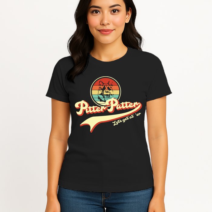 Pitter Patter Let's Get At Er Retro Womens T-Shirt