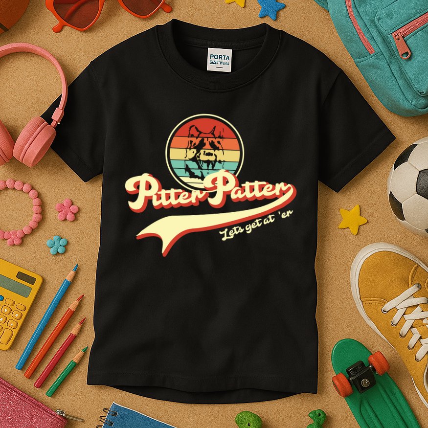 Pitter Patter Let's Get At Er Retro Kids T-Shirt