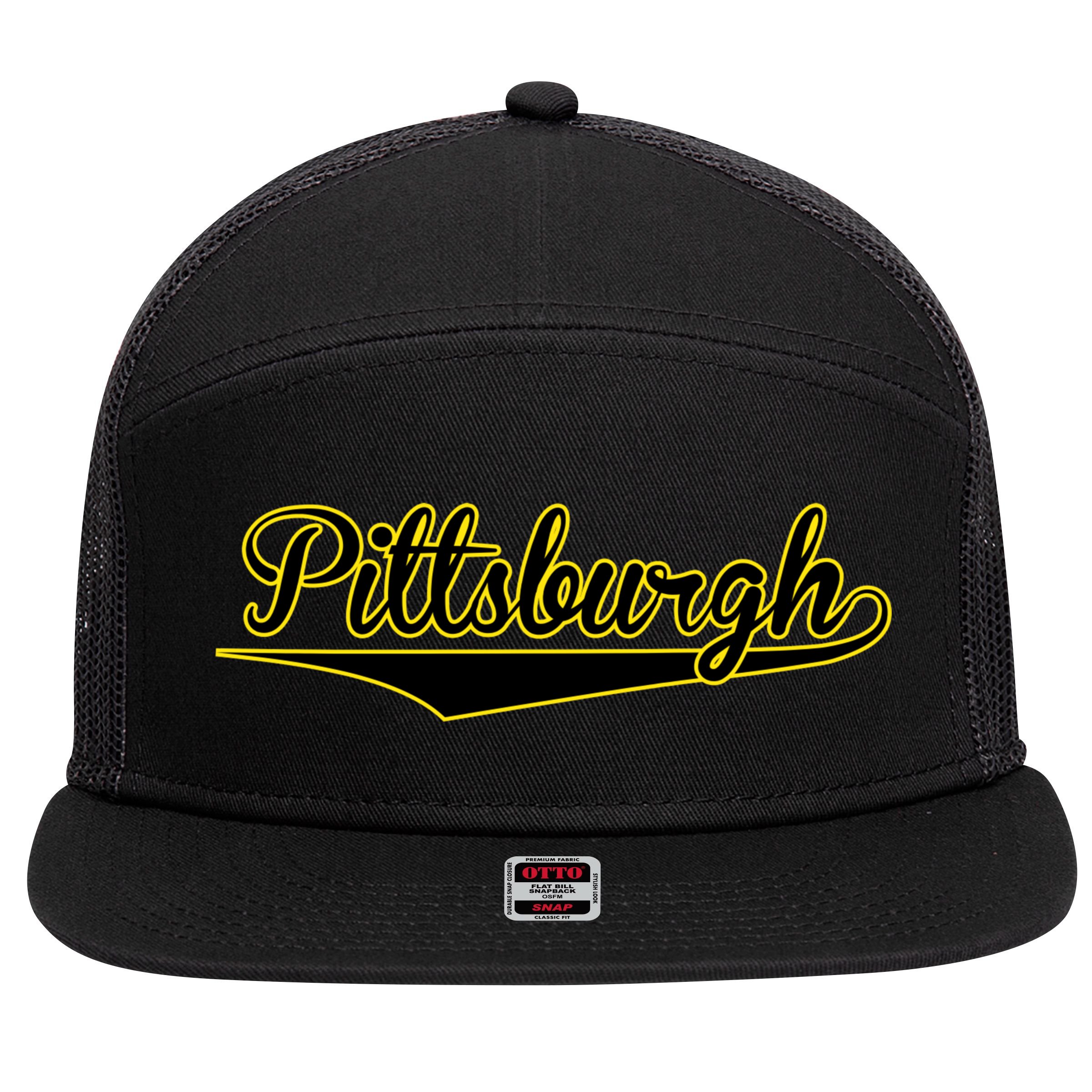 Pittsburgh Classic Baseball Logo 7 Panel Mesh Trucker Snapback Hat