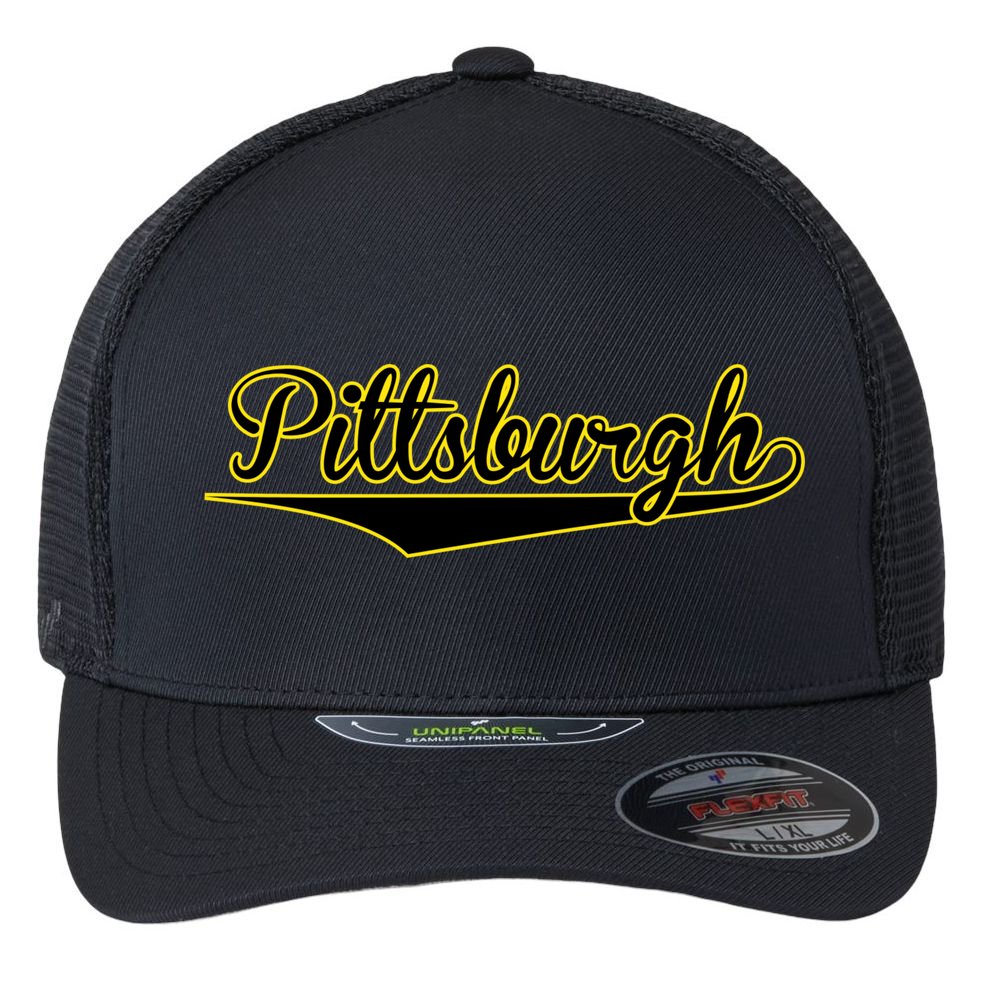 Pittsburgh Classic Baseball Logo Flexfit Unipanel Trucker Cap