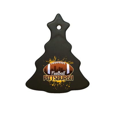 Pittsburgh Pennsylvania Skyline Football Fan  Ceramic Tree Ornament