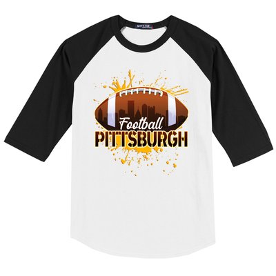 Pittsburgh Pennsylvania Skyline Football Fan  Baseball Sleeve Shirt