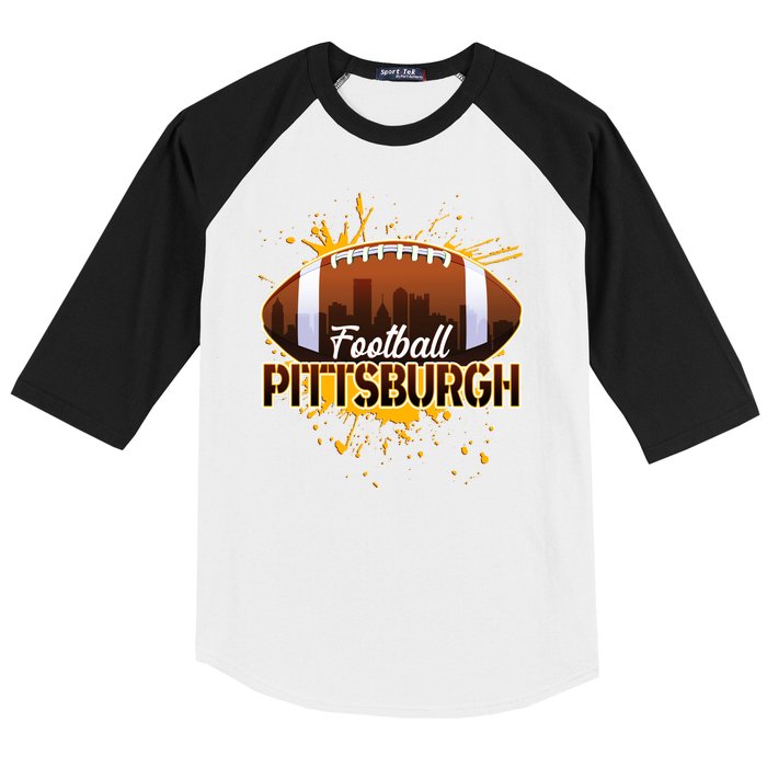 Pittsburgh Pennsylvania Skyline Football Fan  Baseball Sleeve Shirt