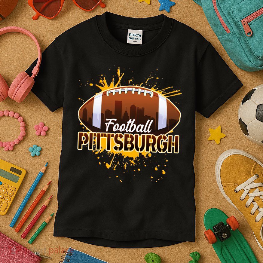 Pittsburgh Pennsylvania Skyline Football Fan  Kids T-Shirt