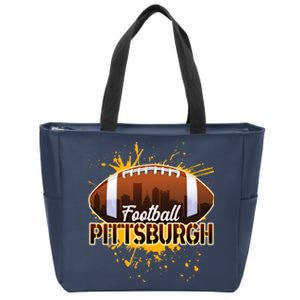 Pittsburgh Pennsylvania Skyline Football Fan  Zip Tote Bag