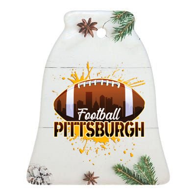 Pittsburgh Pennsylvania Skyline Football Fan  Ceramic Bell Ornament