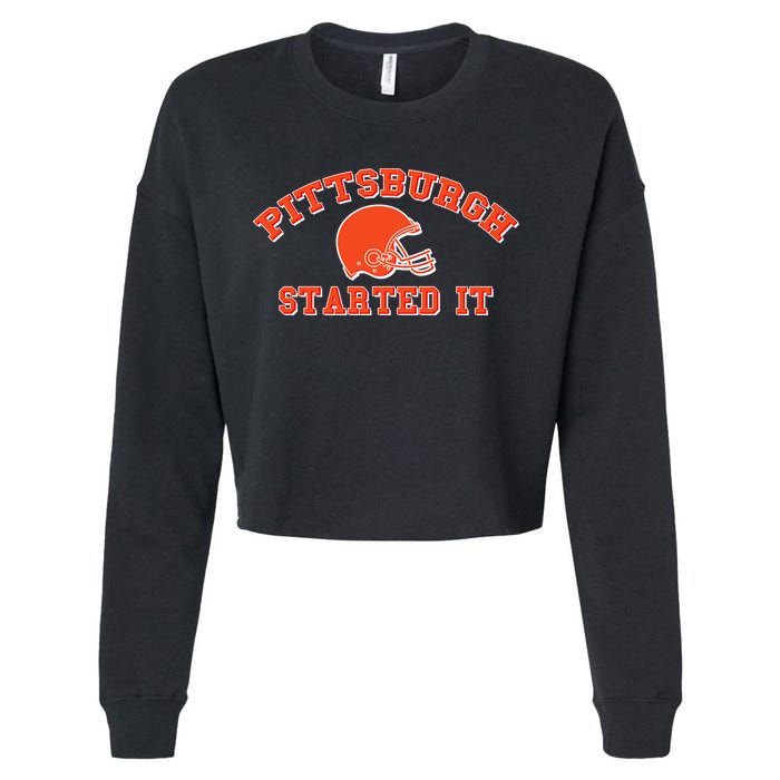 Pittsburgh Started It Football Cropped Pullover Crew
