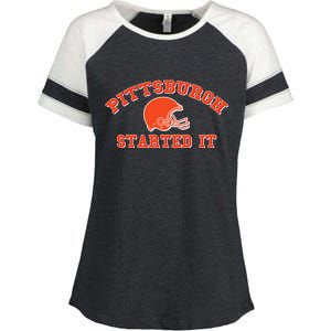 Pittsburgh Started It Football Enza Ladies Jersey Colorblock Tee