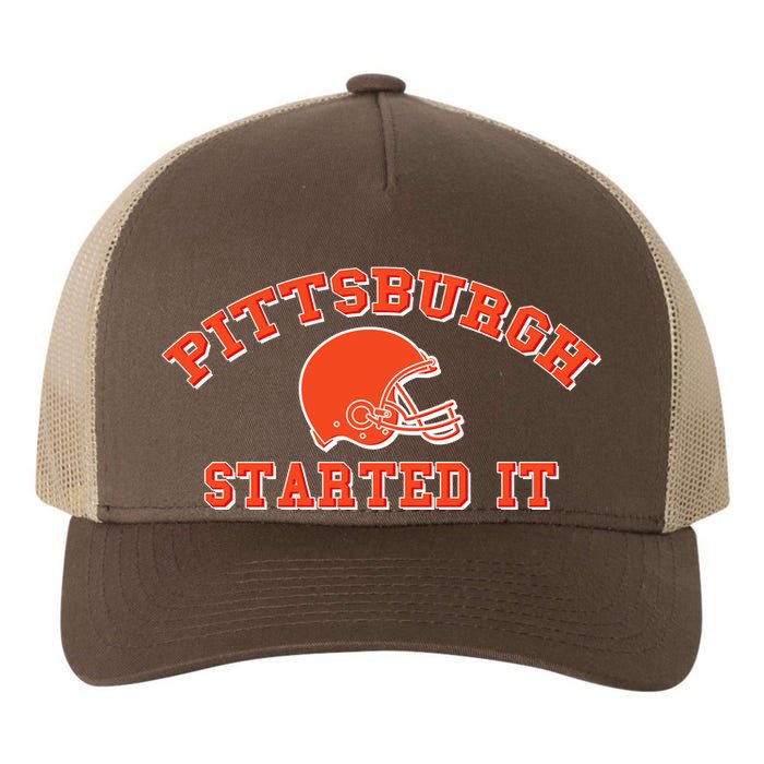 Pittsburgh Started It Football Yupoong Adult 5-Panel Trucker Hat