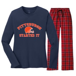 Pittsburgh Started It Football Women's Long Sleeve Flannel Pajama Set 